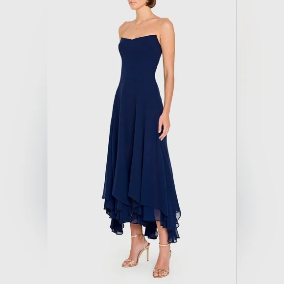 NEW Amanda Uprichard Monterey Dress in Dark Navy Blue | Size Medium - Picture 2 of 9